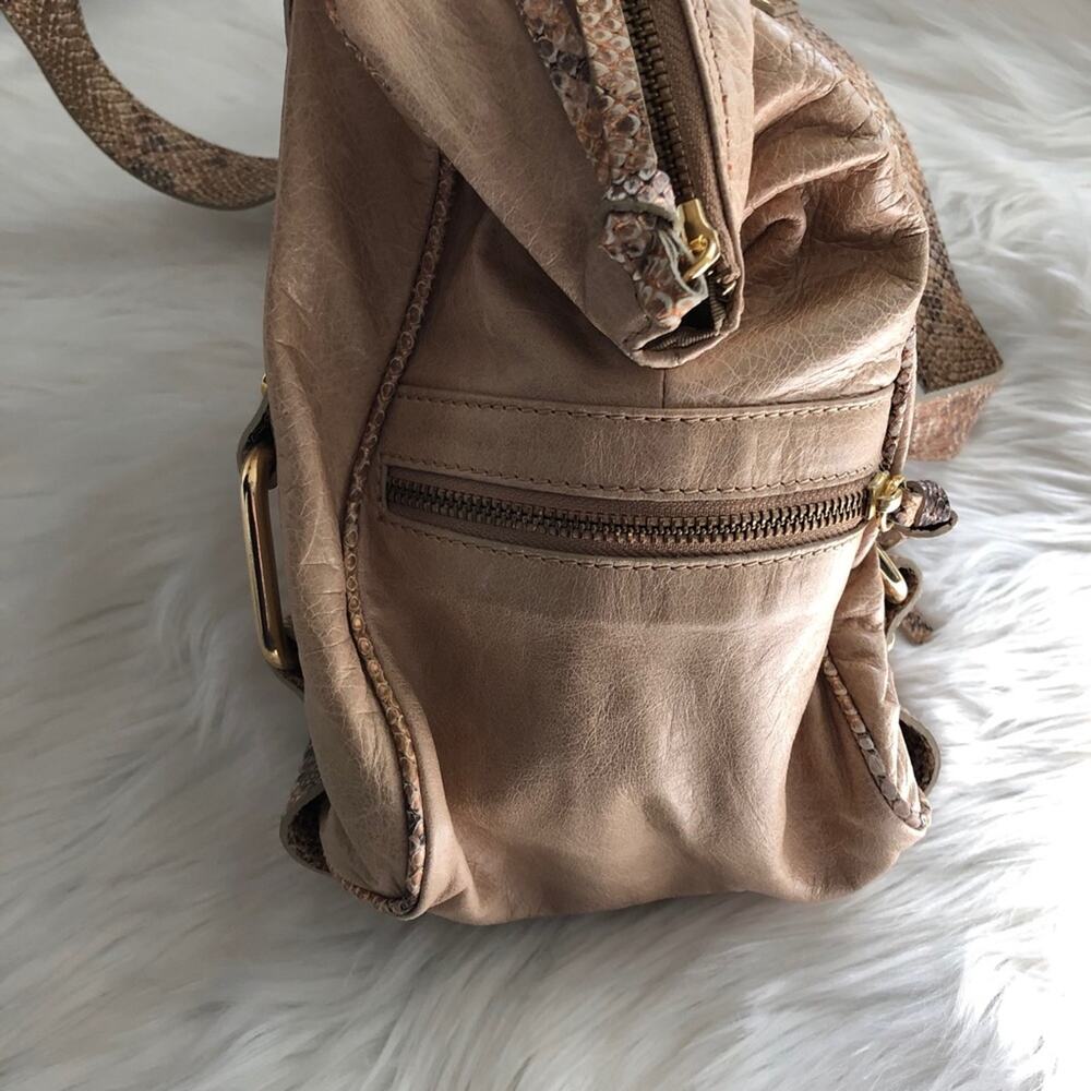 Doncaster Python Embossed Leather Metallic Satche… - image 7